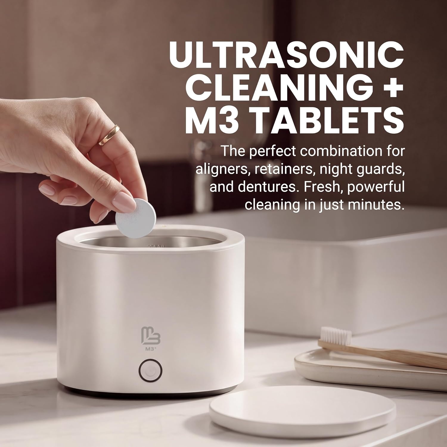 image:imageUltrasonic Retainer Cleaner Machine 42kHz UV Light 360 Deep Clean by M3Retainer Cleaner Machine