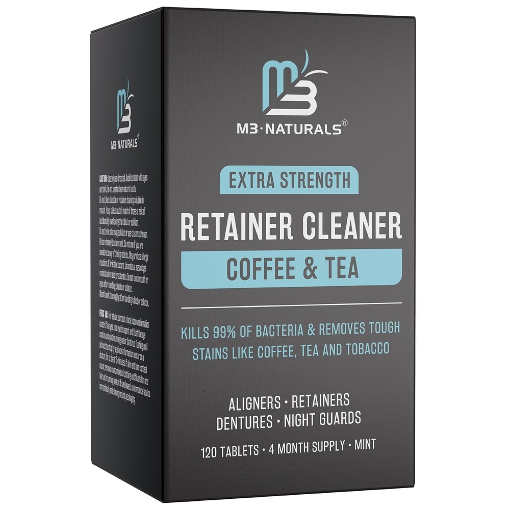 image:imageUltrasonic Retainer Cleaner Machine 42kHz UV Light 360 Deep Clean by M3Coffee Tea 120 Count