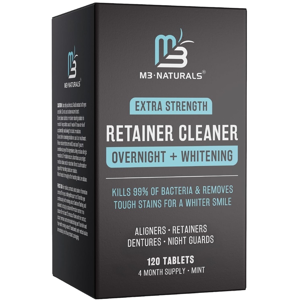 image:imageUltrasonic Retainer Cleaner Machine 42kHz UV Light 360 Deep Clean by M3Overnight Whitening 120 Count