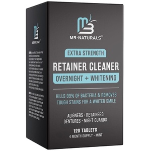 Ultrasonic Retainer Cleaner Machine, 42kHz UV Light, 360 Deep Clean by M3(Overnight Whitening (120 Count))